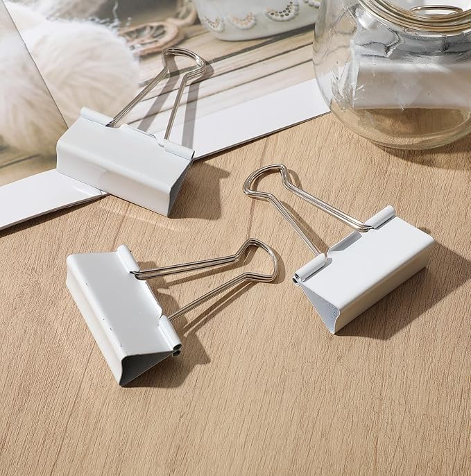 Jetec 200 Pcs Extra Large Binder Clips Bulk 2 Inch Metal Jumbo Binder Clips Office Supplies White Paper Clamps for Teachers Students Office Business Supplies
