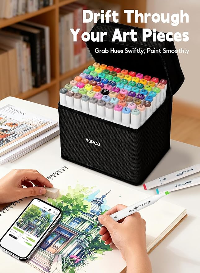 262 Colors Alcohol Markers with Free App, Chisel & Fine Tip Alcohol-Based Marker Set for Adults, Dual Tip Artist Markers for Drawing, Coloring Illustration, Painting and Great Gift Idea