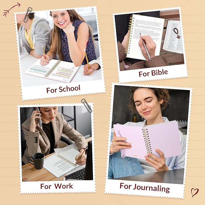 SUNEE Journaling Notebooks, A5 Lined Spiral Notebook for Women, 146 Pages College Ruled Hardcover Notebook for Work, Note Taking, Journaling and Office School Supplies, A5 -Burgundy