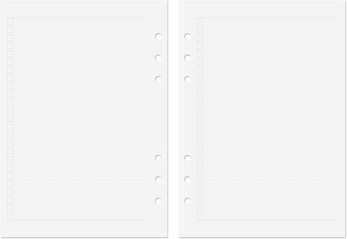 Discagenda Planner Insert Refills 6-Hole Ringbound 60 Sheets 120gsm 80lb 5.8x8.3in (List, A5)