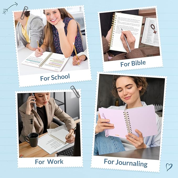 SUNEE Journaling Notebooks, A5 Lined Spiral Notebook for Women, 146 Pages College Ruled Hardcover Notebook for Work, Note Taking, Journaling and Office School Supplies, A5 - Haze Blue