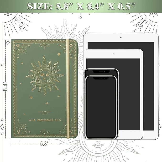 Artfan Ruled Notebook/Journal โ Premium Thick Paper Faux Leather Classic Writing Notebook with Pocket + Page Dividers Gifts, Banded, Large, 144 Pages, Hard Cover, Lined (5.8 x 8.4) - Green