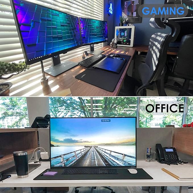 KTRIO Large Gaming Mouse Pad Desk Mat, Superior Micro-Weave Cloth for Precise Mouse Control, Non-Slip Rubber Base, Stitched Edges, Water-Resistant, for Gamer, Office & Home, 31.5" x 11.8" inches