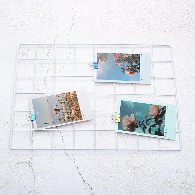 PATIKIL 16"x12" Wire Grid Panel, 2 Pack Wall Grid Decorative Panels Board Photo Pictures Display Decor Hanging Organizer for Home Office, White