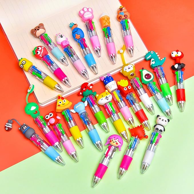 100Pcs Mini Multicolor Pens in One 4-in-1, Cute Pens Bulk for Party Favors and Birthdays, Delightful Ballpoint Pen Gifts Classroom Student Prizes (100pcs)