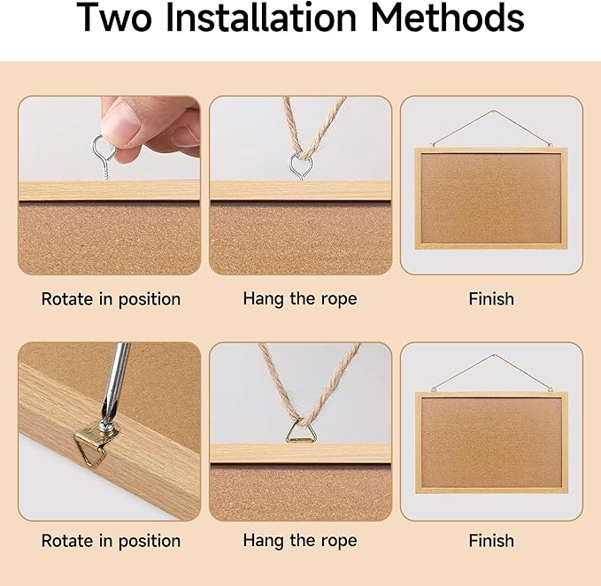 Cork Bulletin Board, 48x31.5 Inches Hanging Cork Board Wooden Framed with Pins for Wall, Dorm Room, Office, Home Decor – Natural Cork & Black Frame