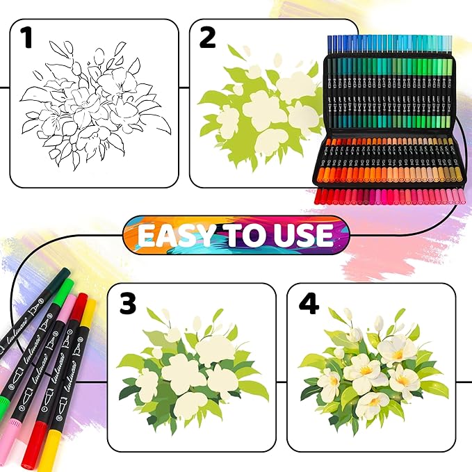 156 Colors Dual Tip Markers Brush Pens, Fine & Brush Tip Art Marker for Adult Coloring Book No Bleeding, Colored Drawing Pen for Calligraphy Lettering Illustration Journal Doodling Gift