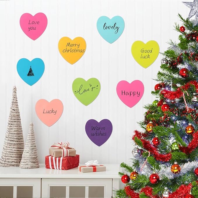 Heart Sticky Notes 8 Colors 100 Sheets/Pad, 800 Sheets Colorful Self-Stick Note Pads Stationary Cute Desk Accessories Office School Teacher Supplies Teacher Gifts