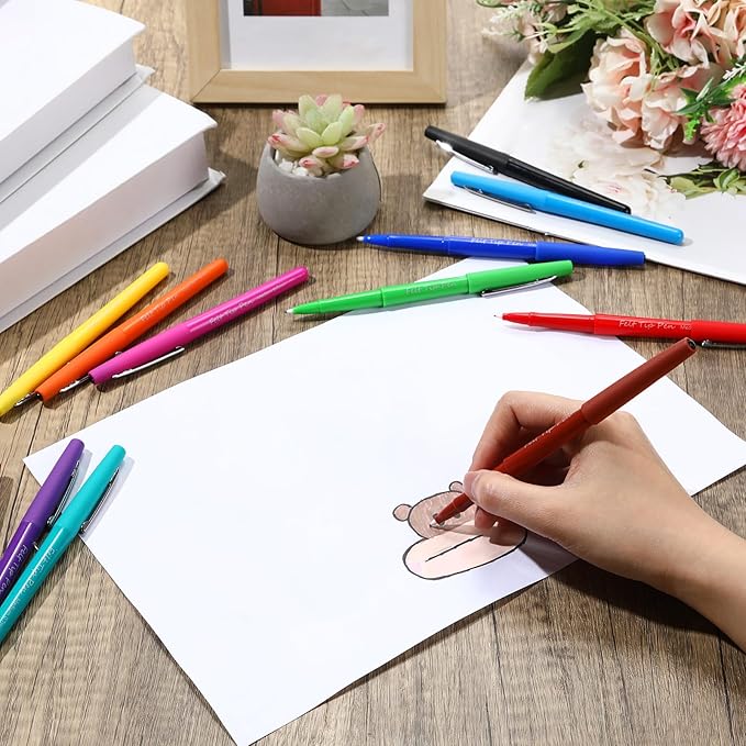 96 Pcs Felt Tip Pens 0.7mm Medium Point Felt Pen Bulk 12 Colors Markers Journal Planner for Teachers Journaling Writing Note Art Office Supplies