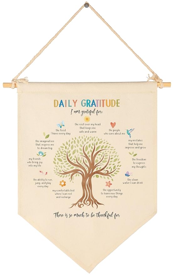 Nursery Classroom Wall Decor-Teacher Gifts-Therapy Office Decor,Growth Mindset,Home Inspiration,Calming Corner,School Psychology-Banner Flag Sign Pennant Poster Gifts-Daily Gratitude I Am Grateful