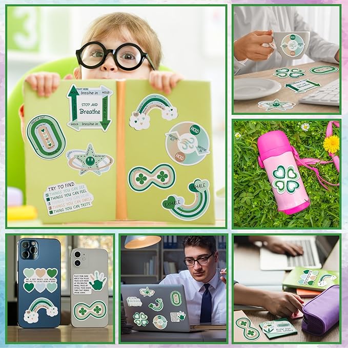 Fulmoon 120 Pcs Anxiety Sensory Stickers Textured Sensory Strips Tactile Rough Calm Sensory Stickers Adhesive Tactile Fidget Tool for Classroom Desk Adults Teens Anxiety Relief(Green)