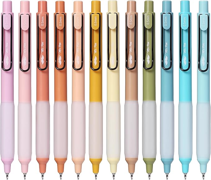 Mr. Pen- Retractable Gel Pens, 12 Pack, Colorful Ink Gel Pens with Case and 12 Refills, Gel Pen Fine Point 0.5mm