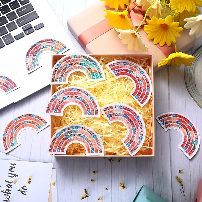 36 Pcs Sensory Strips Infinity Rainbow Anxiety Mindfulness Stickers Adults Stress Breathing Stickers Fidget Adhesives Rough Textured Tape for Classroom Desk Office Computer(Charming)