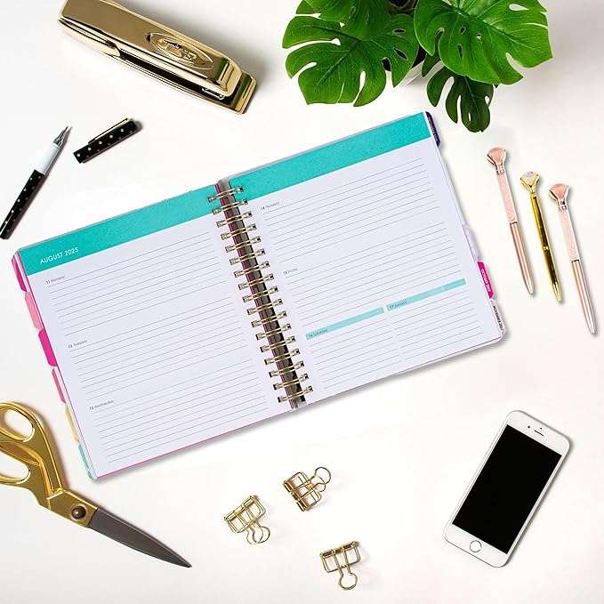 Votum 18 Month Hard Cover Planners/Calendars 10" x 10", January 2026 - June 2027 - Daily, Weekly & Monthly Organizer with Pens, Stickers, Sticky Notes, and a Sturdy Cover - Organized Chaos