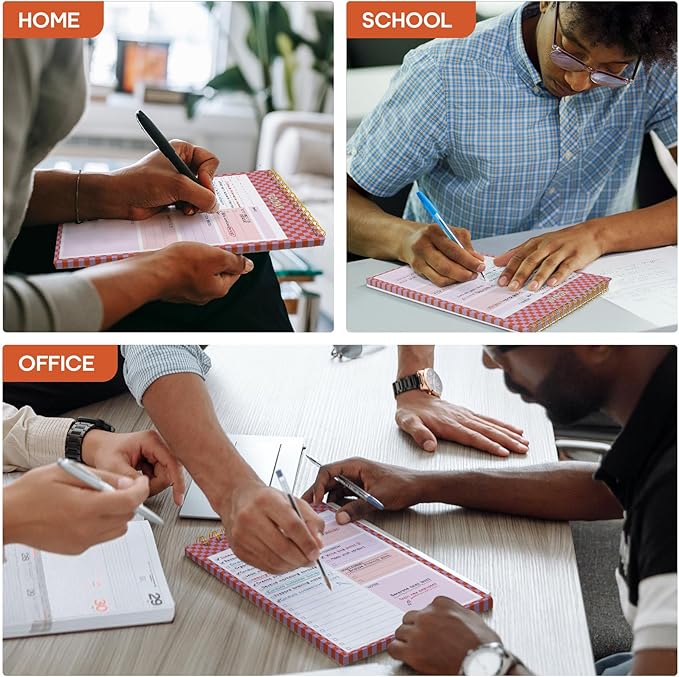To Do List NotePad, Aesthetic To Do List Notebook for Work With 52 Sheet For Daily Tasks and Goal Setting, Undated Daily Planner Perfect for Office, Home and School Supplies - Sunset Checkered
