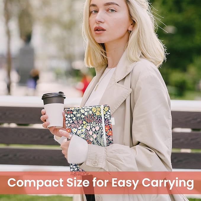 Taja Pretty Lined Journal for Women, Aesthetic Cute Hardcover Leather Journal for Writing, A5 College Ruled Notebook for Work & Note Taking, Perfect for Office School Home, 160 Pages, Petite Blooms