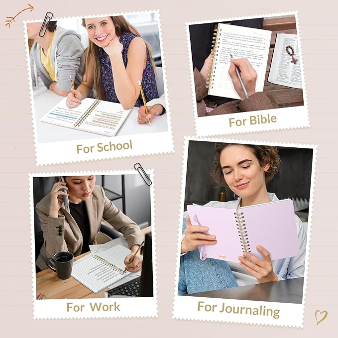 SUNEE Journaling Notebooks, A5 Lined Spiral Notebook for Women, 146 Pages College Ruled Hardcover Notebook for Work, Note Taking, Journaling and Office School Supplies, A5 - Beige
