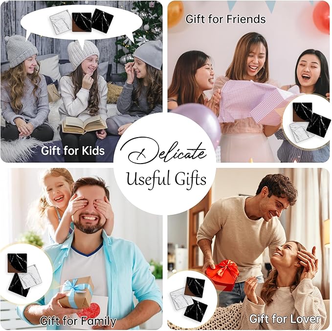 2 Pack Black and White Marble Leather Book Corner Bookmark, Durable Handmade Reading Accessories - Gifts for Readers, Women, Men, Teachers, Students