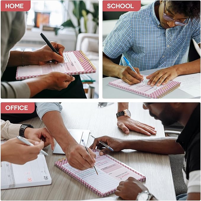 To Do List NotePad, Aesthetic To Do List Notebook for Work With 52 Sheet For Daily Tasks and Goal Setting, Undated Daily Planner Perfect for Office, Home and School Supplies - Rose Checkered