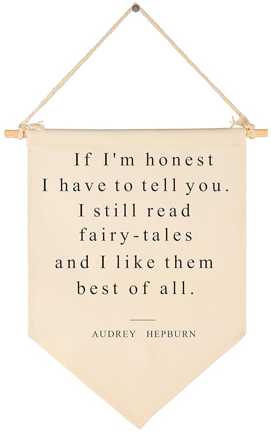 Inspirational Audrey Hepburn Quotes Wall Art-Canvas Banner Flag Sign Pennant Poster Wall Decor Gift for Home Office Nursery Classroom Bedroom Reading Room Door-If I'm Honest-Birthday Christmas Gift