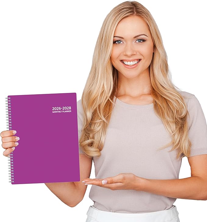 Monthly Planner 2026-2028, 36 Months Calendar Planner 2026-2028 from Jan 2026 – Dec 2028, 8.5'' x 11'' with Ruled Spread, Flexible Cover, Spiral Wirebound, Pocket, Coated Tabs, Notes & Habit Tracker