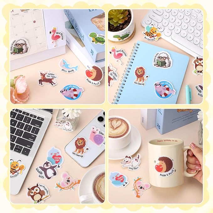 60 Pcs Anxiety Sensory Stickers Resuable Calm Stickers 2 Textured Surface Sensory Strips 15 Animal Style Fidget Tactile Stickers for Office Classroom Adult Teens