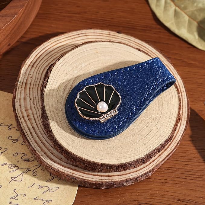 2PCS Magnetic Bookmarks with Pen Clip, Leather Bookmarks for Women, Magnetic Pen Holder Book Accessories, Gold Shell