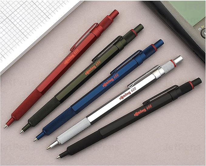 rOtring 600 Ballpoint Pen Medium Point Black Ink Blue Barrel Refillable