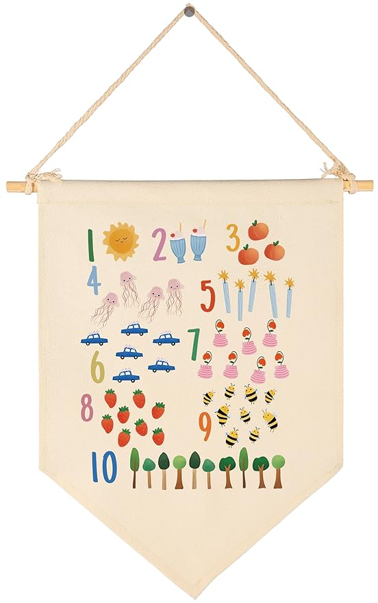Canvas Banner Flag Sign Pennant Poster Wall Decor Gift for Nursery Classroom Homeschool Kindergarten Preschool Baby Reading Room Playroom Teacher Office-Christmas Gift-Numbers Within 10 Education