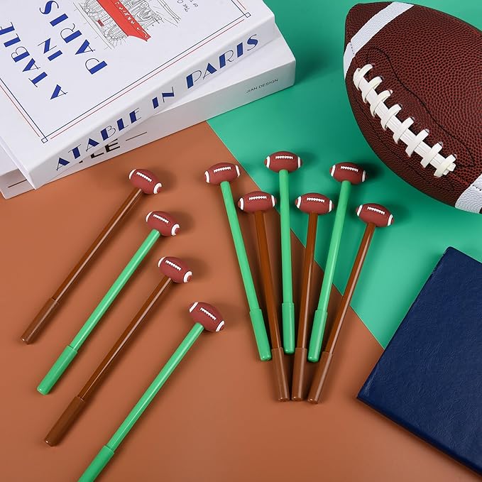 LiYiQ 25 Pcs Football Party Favor Cartoon Cute Fun Pens for Kids Kawaii Football Shape Gel Black Ink Pen Cute Football Pens for School Office Home Student Kids Present