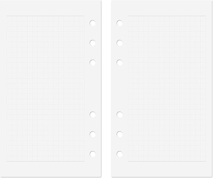 Discagenda Planner Insert Refills 6-Hole Ringbound 60 Sheets 120gsm 80lb 3.8x6.7in (Grid, Personal)