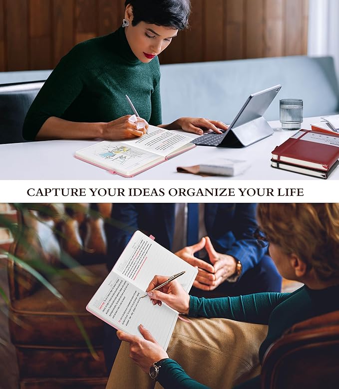 Lined Journal Notebook for Women, A5 100 GSM Thick Paper, Pink Leather Hardcover Journal for Writing, Travel Journal Diary 160 Pages (5.75'' X 8.38'')