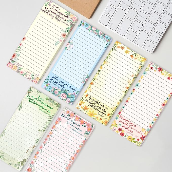 Fancy Land Religious Magnetic Notepads Floral to Do List for Fridge Christian Memo Pads 6 Pack