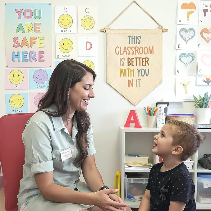 This Classroom Is Better With You In It-Classroom Décor-Playroom Décor-Child Art-Canvas Hanging Pennant Flag Banner Wall Sign Decor Gift-Birthday Christmas Gift