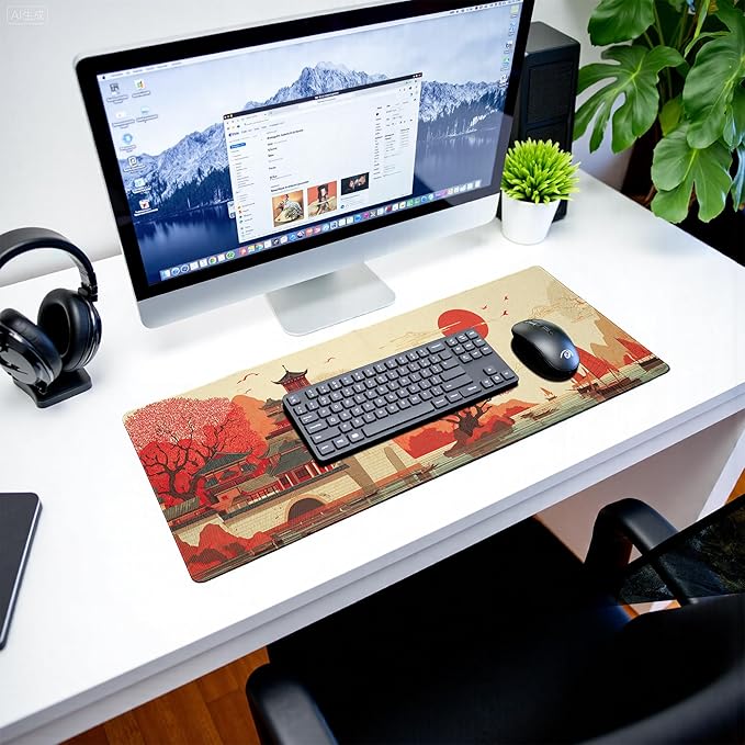 Scenery of Japan Gaming Mouse Pad Large Desk Mat Extended Keyboard Mouse Pad Anime Mousepad with Non-Slip Base and Stitched Edge Mouse Mat Desk Pad 31.5 x 11.8 Mouse Pads for Desk Home Office Gaming