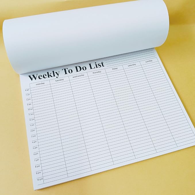 Weekly To Do List notepad, Hourly Schedule, Monday-Sunday, 6am-10pm,Task Planner & Activity Log Notepad – 8.5 x 11” Undated Daily & Hourly Planning Pad, To-Do List, Checklist, Track Time & Tasks, ADHD Tracker – Organize Workday, Boost Productivity