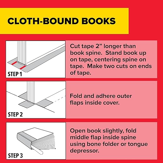 Scotch Book Tape, 2 in x 540 in, Excellent for Repairing, Reinforcing Protecting, and Covering (845)