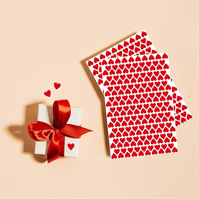 1810 PCS Heart-Shaped Red Stickers, Permanent Love Labels on 10 Sheets for Party Favors, Invitation Seals, Gift Packaging, Boxes and Bags (1/2” in Diameter)