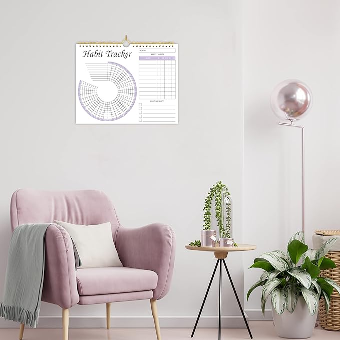 Habit Tracker Journal - Habit Tracker Calendar with Spiral Binding–Undated Weekly and Monthly Habit Tracker to Boost Productivity with Habits Goals, 12Months, 8.5"x11”