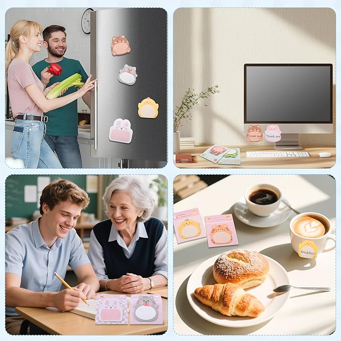 100Pcs Cute Cartoon Animal Sticky Notes Party Favors Kawaii Mini Sticky Notes for Teacher Appreciation Gift Classrooms Rewards Memo Pads Notes Page School Tab for School Office Supplies