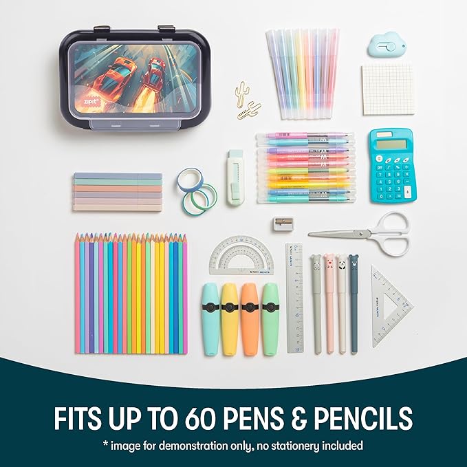 ZIPIT Recycled Plastic Pencil Box for Kids | 2 Compartments Pencil Case for School | Large Capacity Pencil Box for Girls and Boys