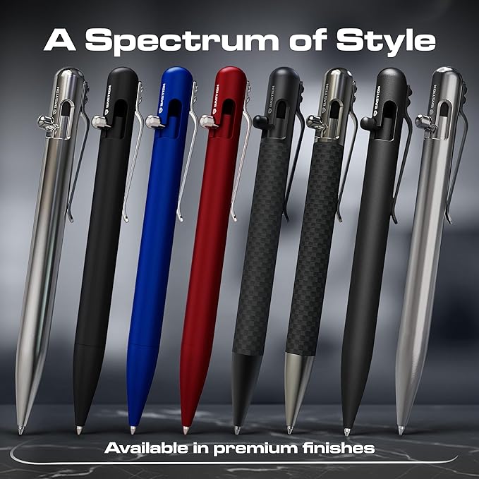 BASTION Aluminum Bolt Action HyperBolt Pen - CNC Machined Lightweight EDC Writing Tool, Refillable, Premium Everyday Carry Gift Pen for Professionals - Black