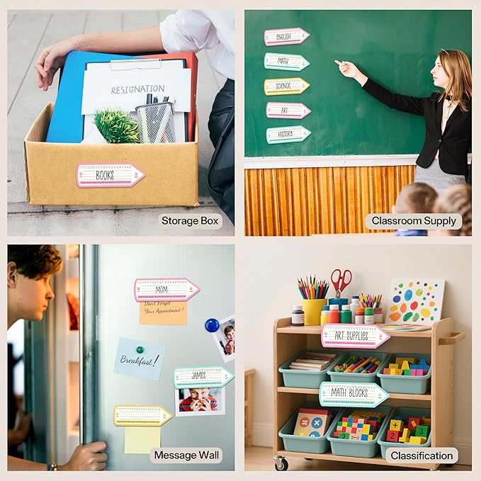Pencil Name Tags, Self Adhesive Colorful Name Tags for Classroom, Pencil Stickers Decorations for Student Desks, Labels for Kindergarten Locker, 05