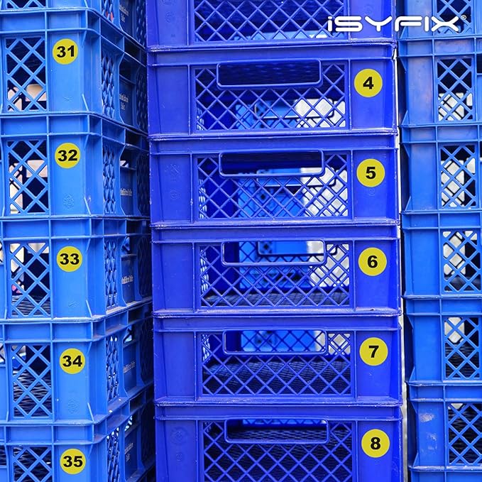 iSYFIX Yellow Consecutive Number Stickers – 1 to 100, 2-inch, 1 Set – Vinyl Self Adhesive Premium Decal, Ideal for Inventory, Storage, Organizing, Boxes, Toolbox, Lockers & More, Indoor/Outdoor