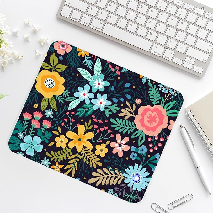 Flower Square Mouse Pad,Non-Slip Rubber Base Mouse Pad,Home Office Decoration Desktop Accessory,Laptop Mouse Pad for Office Laptops,9.4x7.8x0.12inch 5