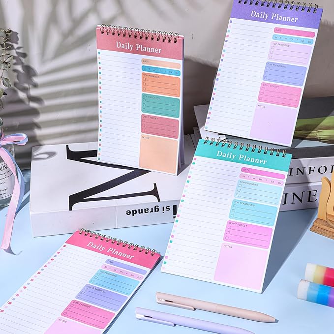 10 Pack Daily To Do List Notepad, Beautiful To Do List Note Pads Set 5" x 8" 30 Sheets Spiral Planner Checklist Notebook Work Notepads for Easy Daily Planning, Office Desk Supplies for Women