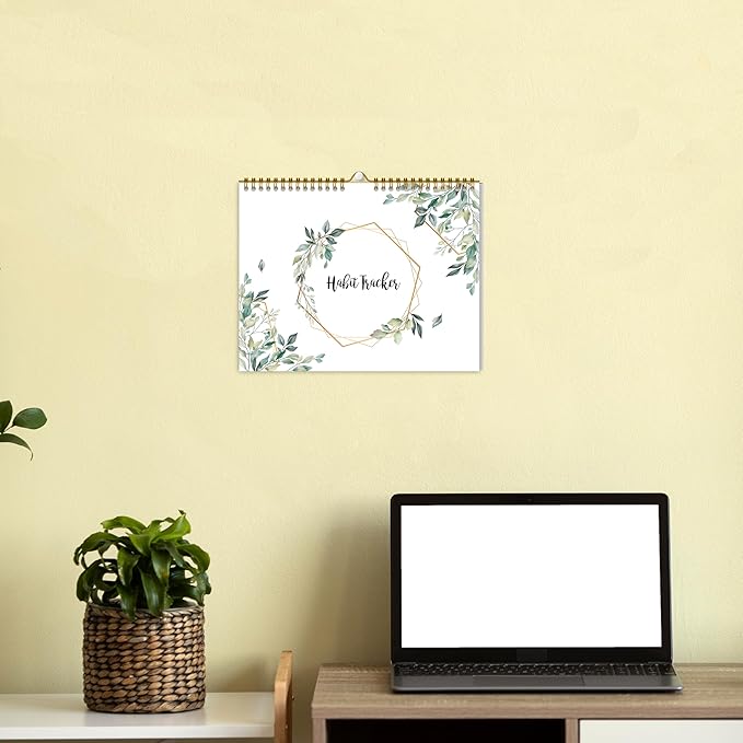 Habit Tracker Calendar,12 Monthly Habit Tracker Journal with Spiral Binding,Undated Weekly Monthly Planner to Boost Productivity&Self Improvement, 8"x10"(Green)