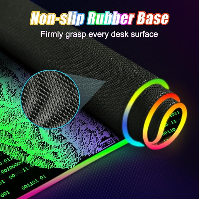 ToLuLu Wireless Charging RGB Gaming Mouse Pad, 15W LED Mouse Mat with 30W Charger, 14 Light Modes Large Mousepad Wrist Support, Non-Slip Rubber Base Desk Mat Computer Keyboard Pad, Right Left Brain