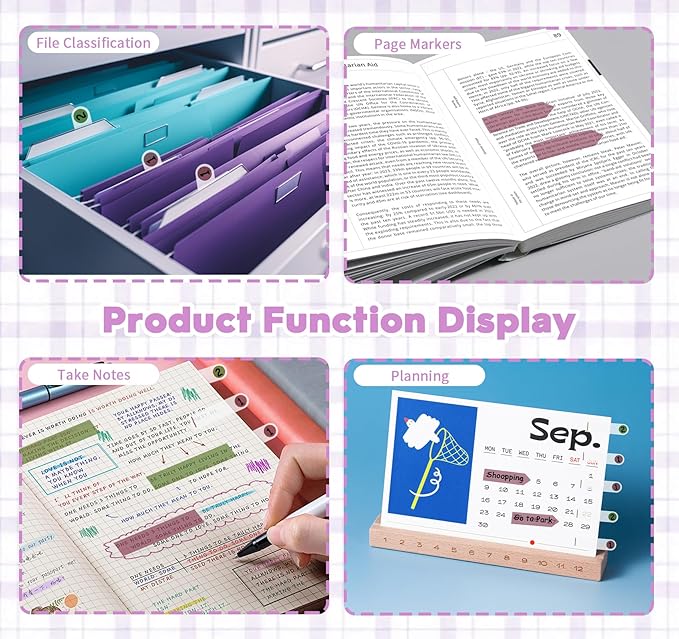 Sticky Tabs for Annotating Books,1260pcsTranslucent Self-Sticky Morandi Book Tabs for Binders,6 Styles Page Markers Writable&Repositionable Book Flags Strip for Journal Office School Stationery