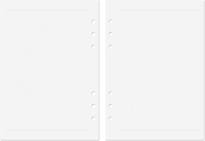 Discagenda Planner Insert Refills 6-Hole Ringbound 60 Sheets 120gsm 80lb 5.8x8.3in (Grid, A5)